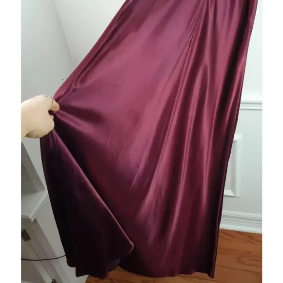 Vintage Morgan & Co Prom Dress 5 6 Burgundy Maxi Gown Velvet Regency Goth Y2K - Picture 9 of 11
